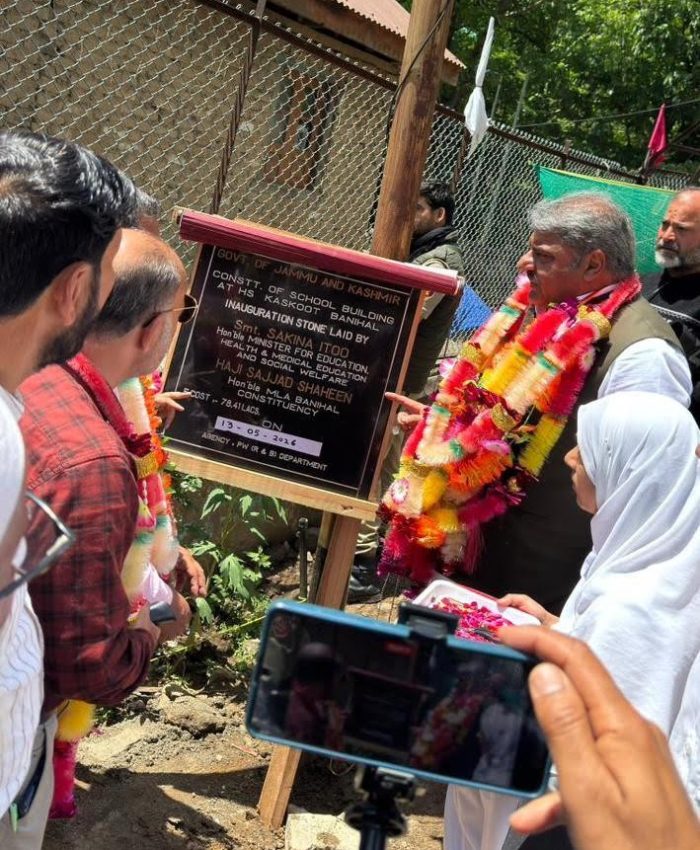 MLA Shaheen Lays Foundation of School Building in Banihal