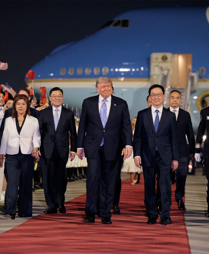 President Trump arrives in China for high-stakes summit with President Xi Jingping