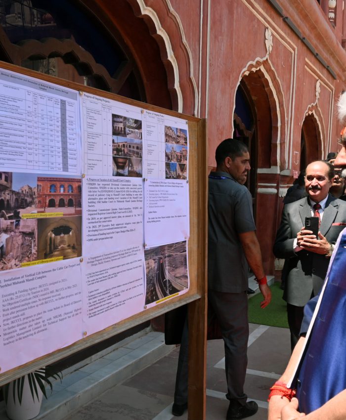 LG inspects conservation, dev projects at Mubarak Mandi Heritage Complex