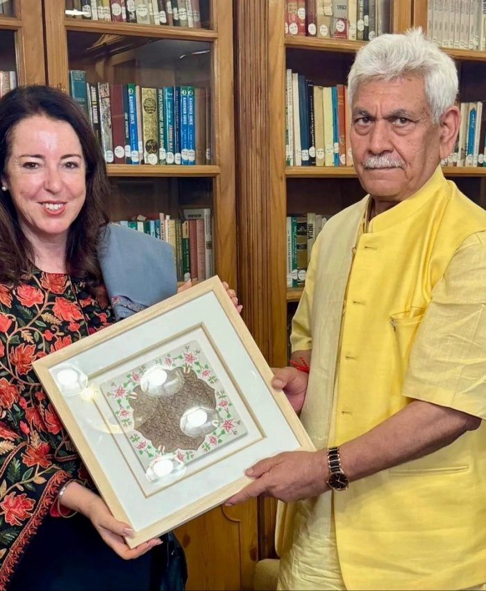 Swiss Ambassador to India Maya Tissafi called on Jammu and Kashmir Lieutenant Governor Manoj Sinha at Lok Bhavan in Srinagar