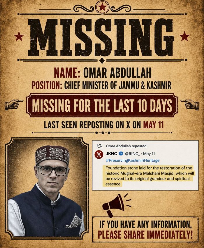 ‘Missing CM’ Posters By BJP Spark Fresh Political Storm In J&K