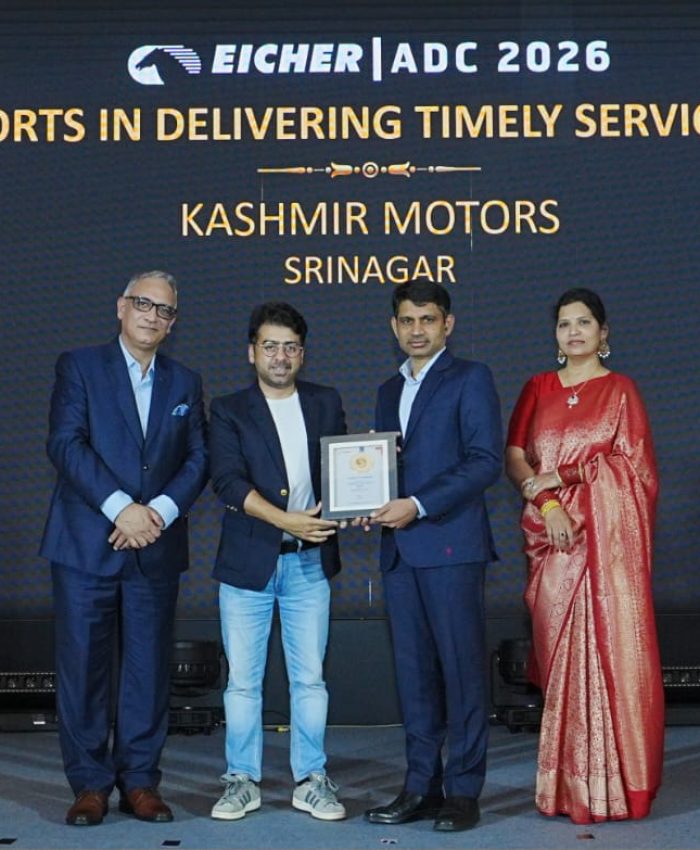 Kashmir Motors Srinagar Honoured with Eicher Certificate of Recognition for Commendable Service in Tough Terrains in 2025–26