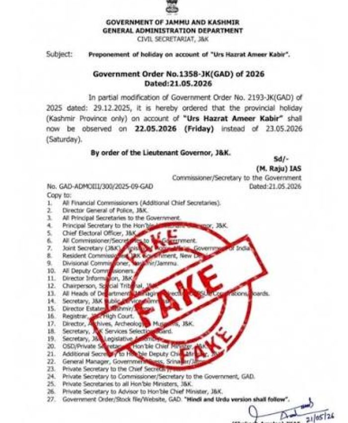 Govt Warns Against Sharing Fake Holiday Order on Social Media
