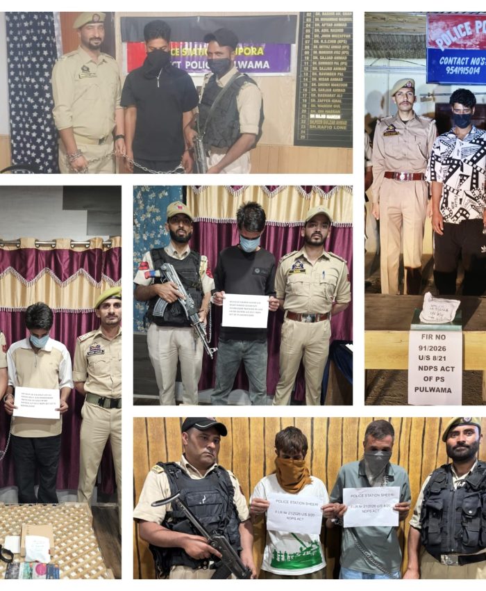 Six Held, Contraband Seized in Anti-Drug Drive Across Kashmir